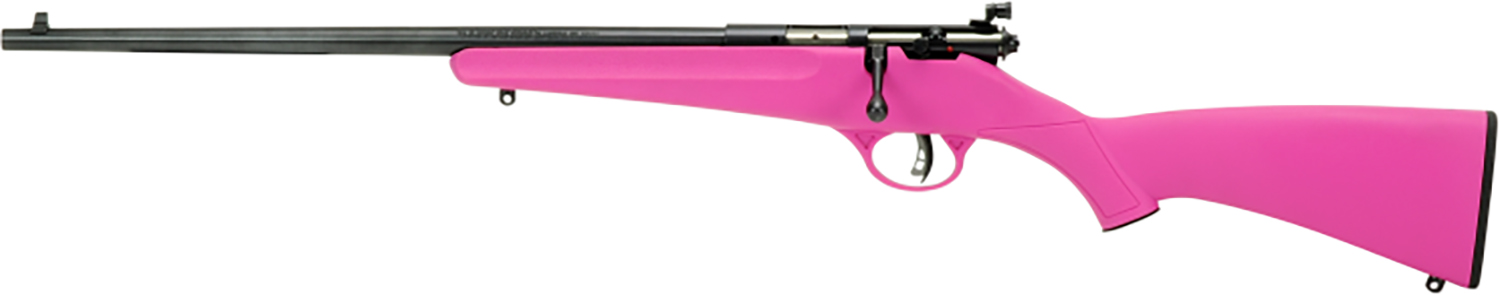 Savage Arms 13844 Rascal Youth 22 LR 1rd 16.13" Matte Black Sporter Barrel, Matte Black Carbon Steel Receiver, Pink Fixed Synthetic Stock, Left Hand