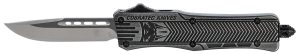CobraTec Knives SSWCTK1SDNS CTK-1  Small 2.75" OTF Drop Point Plain D2 Steel Blade/Black Stonewashed Aluminum Handle Features Glass Breaker Includes Pocket Clip