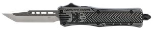 CobraTec Knives SSWCTK1STNS CTK-1  Small 2.75" OTF Tanto Plain D2 Steel Blade/Black Stonewashed Aluminum Handle Features Glass Breaker Includes Pocket Clip