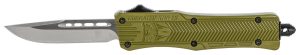 CobraTec Knives SODCTK1SDNS CTK-1  Small 2.75" OTF Drop Point Plain D2 Steel Blade/OD Green Aluminum Handle Features Glass Breaker Includes Pocket Clip