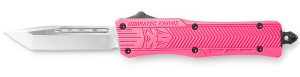 CobraTec Knives SPKCTK1STNS CTK-1 Small 2.75" OTF Tanto Plain D2 Steel Blade/Pink Aluminum Handle Features Glass Breaker Includes Pocket Clip
