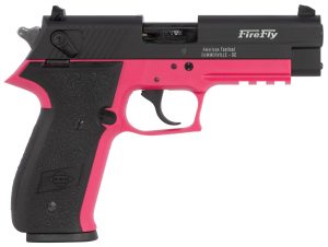 GSG GERG2210FFP FireFly  22 LR 10+1 4" Black Serrated Slide, Pink Zinc Alloy w/Accessory Rail Frame, Black Polymer Grip