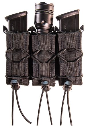 High Speed Gear 11PT03BK TACO Mag Pouch Triple Black Nylon MOLLE Belts 2" Wide Compatible w/ Pistol