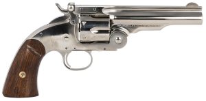 Taylors & Company 550670 Schofield Top Break 45 Colt (LC) Caliber with 5"Barrel, 6rd Capacity Cylinder, Overall Nickel-Plated Finish Steel & Walnut Grip
