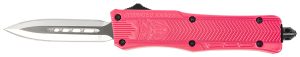 CobraTec Knives SPKCTK1SDAGNS CTK-1  Small 2.75" OTF Dagger Plain D2 Steel Blade, Pink Aluminum Handle Features Glass Breaker