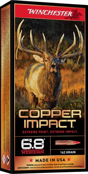 Winchester Ammo X68WCLF Copper Impact 6.8Western 162gr Copper Extreme Point Lead Free 20 Per Box/10 Case
