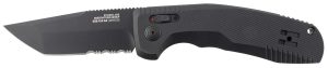S.O.G SOG15380457 SOG-TAC Auto 3.43" Folding Tanto Part Serrated Black TiNi Cryo D2 Steel Blade Black Micro-Textured Anodized Aluminum Handle Includes Pocket Clip