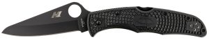 Spyderco C91PBBK2 Pacific Salt 2 3.78" Folding Drop Point Plain Black H2 Steel Blade/ Black Textured FRN Handle