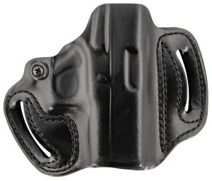 DeSantis Gunhide 086BA8BZ0 Mini Slide  OWB Black Leather Belt Slide Fits Glock 43/43x/48 Belt 1.75" Wide Black Hand