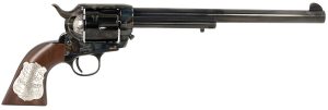 Cimarron PP558 Buntline  45 LC (Long Colt) 6 Shot 10" Blued Frame, Barrel & Cylinder, Walnut w/Inlaid Silver Medallion Grip