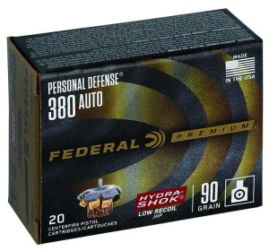 FEDERAL 380 AUTO 90GR HYDRA-SHOK JHP 20 RD/BX 10 BX/CS