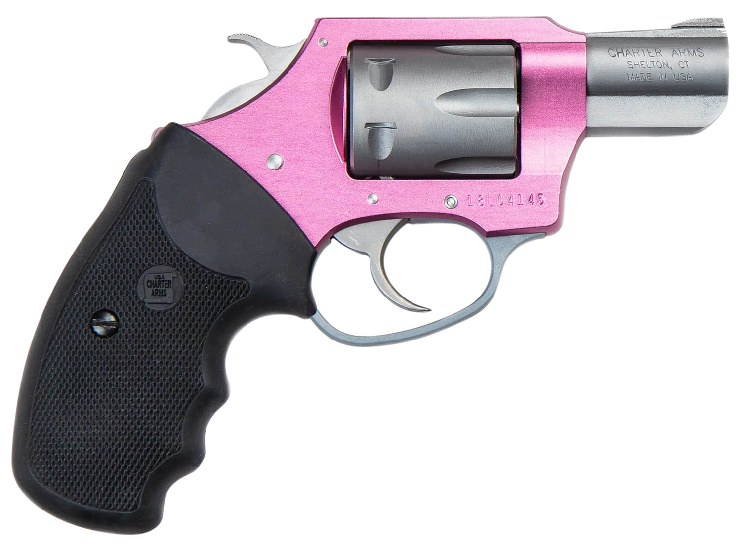 Charter Arms 52230 Pathfinder Lite Pink Lady Small 22 LR, 8 Shot 2" Matte Stainless Steel Barrel & Cylinder, Pink Aluminum Frame w/Black Finger Grooved Rubber Grip, Exposed Hammer