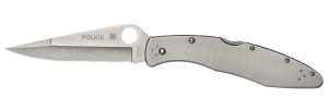 Spyderco C07P Police  4.13" Folding Spear Point Plain VG-10 SS Blade Stainless Includes Pocket Clip