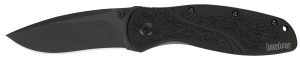 Kershaw 1670BLK Blur  3.40" Folding Drop Point w/Recurve Plain Black DLC 14C28N Steel Blade Black Anodized Aluminum Handle Includes Pocket Clip