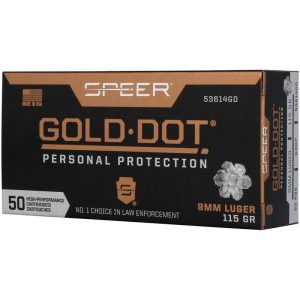 Speer Gold Dot Handgun Personal Protection Ammunition 9mm Luger 124gr JHP 1150 fps 50/ct
