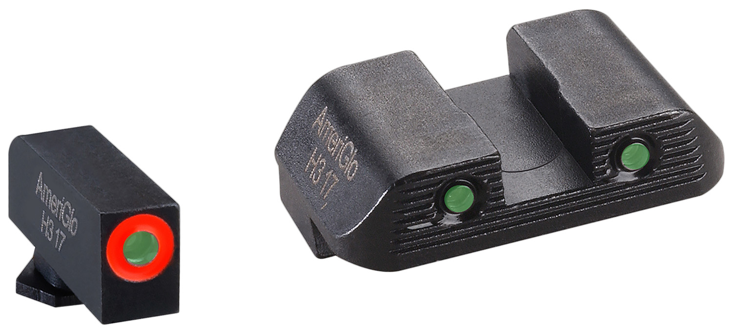 AmeriGlo GL823 Trooper Sight Set for Glock Green Tritium Orange Outline Front Sight-Green Tritium Black Outline Rear Sight