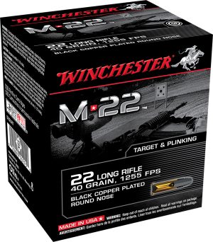 Winchester Ammo S22LRT M-22 22LR 40gr Black Copper Plated Round Nose 1000 Per Bx/2 Case *Bulk
