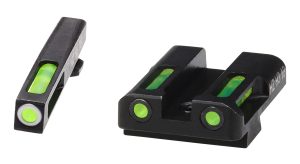 HiViz GLN329 LiteWave H3 Sight Set for Glock Green Tritium White Outline Front Sight-Green Fiber Optic Rear Sight