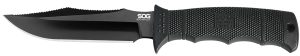 S.O.G SOGE37SNCP Seal Pup Elite 4.85" Fixed Clip Point Plain Black Hardcased TiCN AUS-8A SS Blade/Black w/Grip Lines GRN Handle Includes Lanyard/Sheath