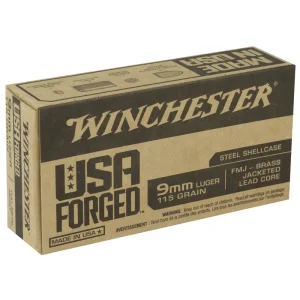 WINCHESTER 9 MM USA FORGED STEEL FMJ 115 GR 50 RD/BX 10 BX/CS