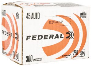 Federal C45230A300 Champion Training 45ACP 230gr Full Metal Jacket 300 Per Box/1 Case *Loose