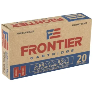 HORNADY FRONTIER 5.56NATO 55GR HP 20RD BX 500RD CASE