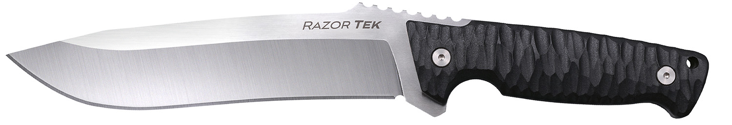Cold Steel CSFX65RZR Razor Tek EDC 6.50" Fixed Clip Point Plain Satin 4116 Krupp SS Blade, 6.13" Black Textured