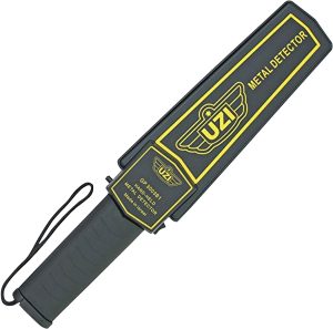 Uzi Accessories UZIHHSC1 Handheld Metal Detector Black/Yellow High-Impact Plastic Features LED Light