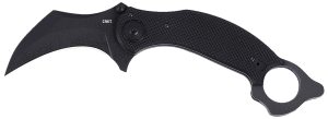 CRKT 2635 DU Hoc Deadbolt 3.62" Fixed Karambit Plain Black Powder Coated D2 Steel Blade, Black G10 Handle