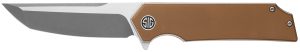 Sig Sauer Knives TS8SBRN Tsuru  3.30" Folding Tanto Plain Satin 154CM SS Blade, 4.20" Coyote Brown G10 Handle