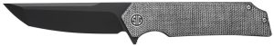 Sig Sauer Knives TS8BB Tsuru  3.30" Folding Tanto Plain Black PVD 154CM SS Blade, 4.20" Salt & Pepper Micarta Handle