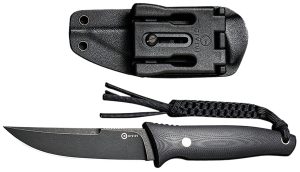 Civivi Knives C19046-3 Tamashii  4.07" Fixed Straight Back Plain Black Stonewashed D2 Steel Blade, 4.73" Black Textured G10 Handle