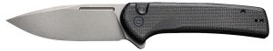 Civivi Knives C21006-1 Conspirator 3.48" Folding Plain Gray Stonewashed Nitro-V Steel Blade, Black Textured Micarta Handle