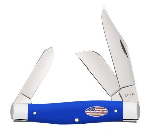 Case 16405 Stockman  Large Folding Clip Point/Sheepsfoot/Spey Plain Tumble Polish Carbon Steel Blade, Smooth Royal Blue Synthetic Handle