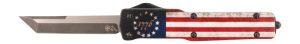 Templar Knife MZBRF121 Premium Weighted Betsy Ross Flag Slim 3.16" OTF Dagger Plain Black Oxide Stonewashed Powder Coated D2 Steel Blade, 4.93" Betsy Ross Flag Aluminum Zinc Alloy Handle