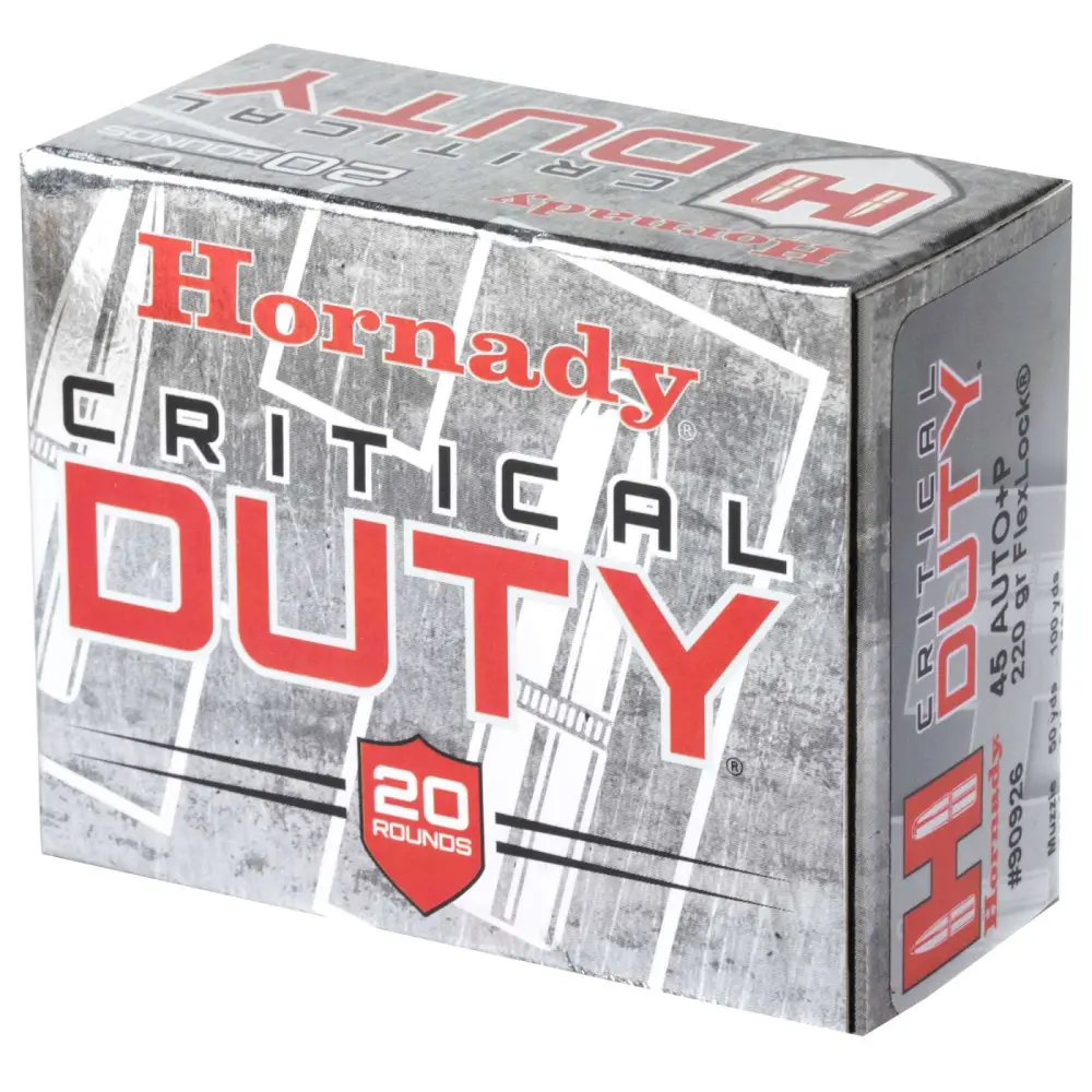 HORNADY CRITICAL DUTY 45ACP+P 220GR FLEX LCK 20RD BX 200RD CASE - Image 2