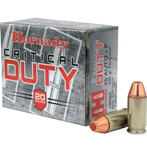 HORNADY CRITICAL DUTY 45ACP+P 220GR FLEX LCK 20RD BX 200RD CASE - Image 4