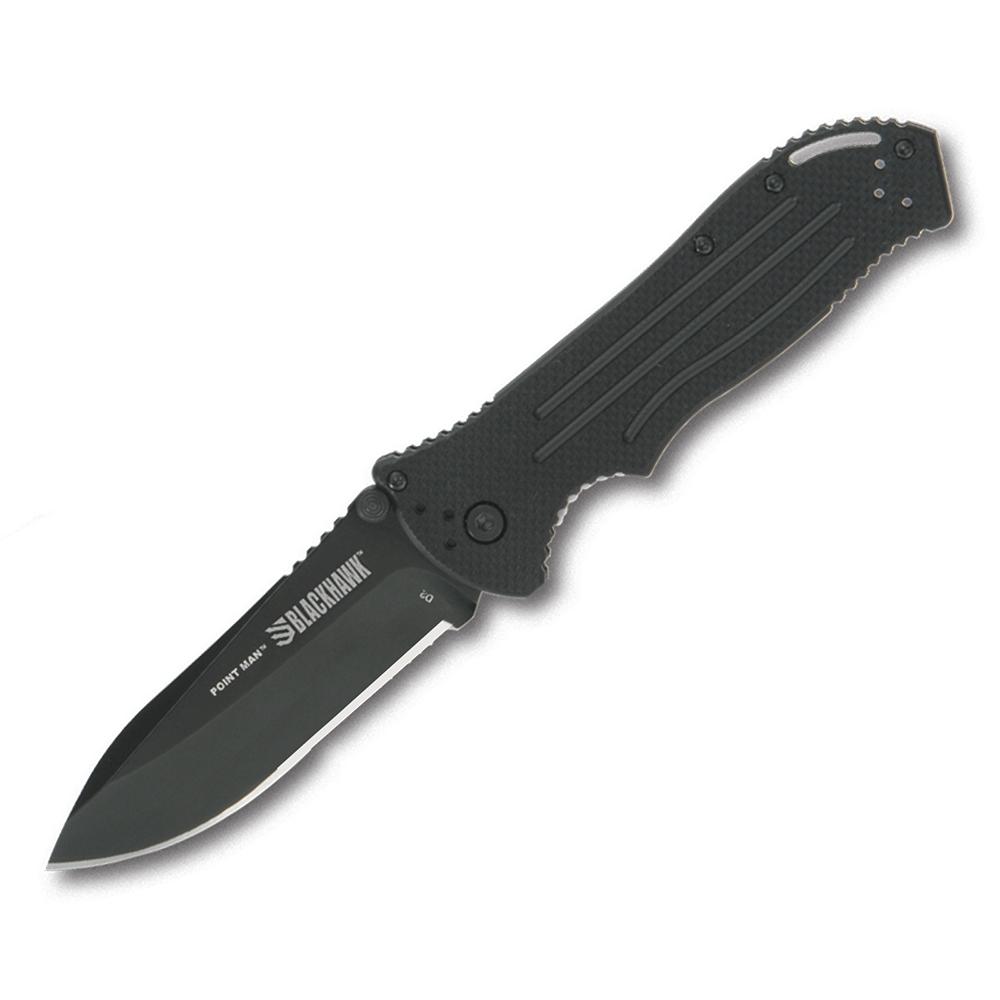 Bear & Son Blackhawk Point Man Sideliner Folding Knife 3-3/8" Drop Point Blade Black