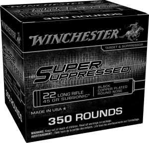 WINCHESTER 22 LR SUPER SUPRESSED RN CP 45 GR SUBSONIC 350RD/BOX 4BX/CS