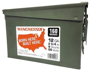 Winchester Ammo WW12C USA  12Gauge 2.75" 9Pellets 00Buck Shot 160rds/2 Case *Ammo Can