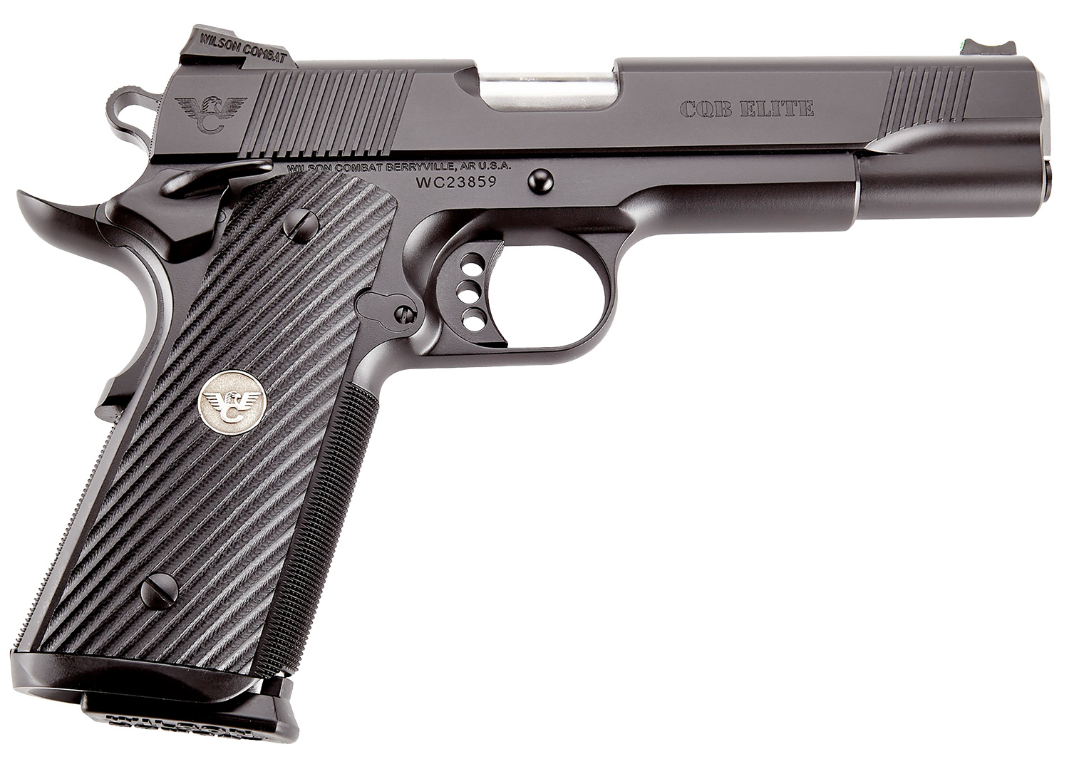 Wilson Combat CQBEFS45A CQB Elite 45 ACP 8+1 5" Stainless Match Grade Barrel, Black Serrated Carbon Steel Slide, Black Carbon Steel Frame w/Beavertail, Black G10 Starburst Grip