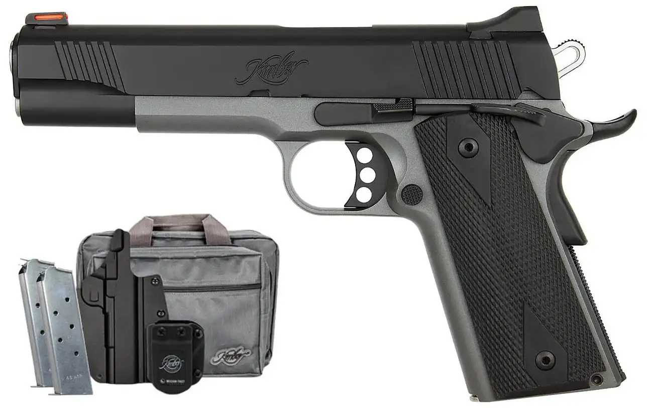 KIMBER 1911 CUSTOM LW SHADOW GHOST BUNDLE 45ACP STS 3-7RD MAGS, MFT HLSTR, MFT MAG HLSTR, RANGE BAG