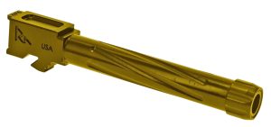 Rival Arms RA20G104E Precision Match Grade 9mm Luger Compatible w/Glock 17 Gen5, 4.49" Fluted Threaded Gold PVD Stainless Steel