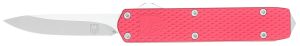 CobraTec Knives MNRDMGEN2DNS Mini Mamba Gen II 2.25" OTF Plain Stonewashed D2 Steel Blade, 3.38" Red Textured Anodized Aluminum Handle, Features Glass Breaker, Includes Pocket Clip