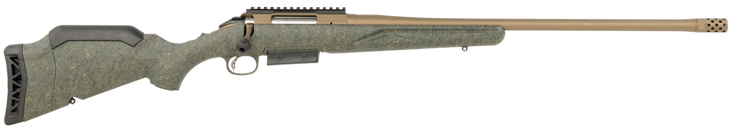 Ruger 46935 American II Predator Full Size 450 Bushmaster 3+1 22" Burnt Bronze Cerakote Threaded Barrel & Alloy Steel Receiver w/Picatinny Rail, Green Splatter Adj LOP Synthetic Stock