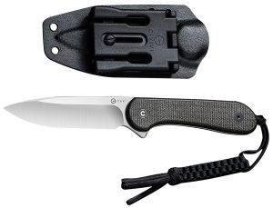 Civivi Knives C2105B Elementum  3.98" Fixed Plain Satin D2 Steel Blade, 4.50" Dark Green Micarta Handle
