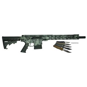 Great Lakes AR-15 Rifle .308 Win 20rd Magazine 16" Barrel Lichen Grey with 5 OTF 3-1/2" Blade Knives