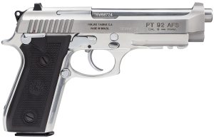 Taurus 1-920159-17 92 Serrated Frame 9mm Luger 17+1 5" Matte Stainless Steel Barrel, Matte Stainless Steel Serrated Slide, Stainless Aluminum Frame w/Picatinny Rail, Black Polymer Grip, Right Hand