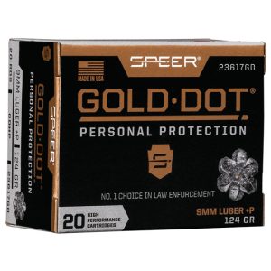 SPEER 9MM 124GR +P GOLD DOT HP 20/10