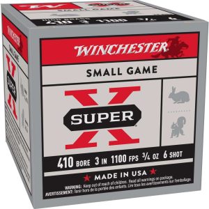 Winchester Super-X High-Brass Shotshells .410 ga 3" 3/4 oz 1100 fps #6 25/ct